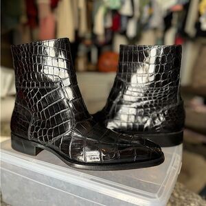 Mens authentic Mezlan custom black alligator boots size 10